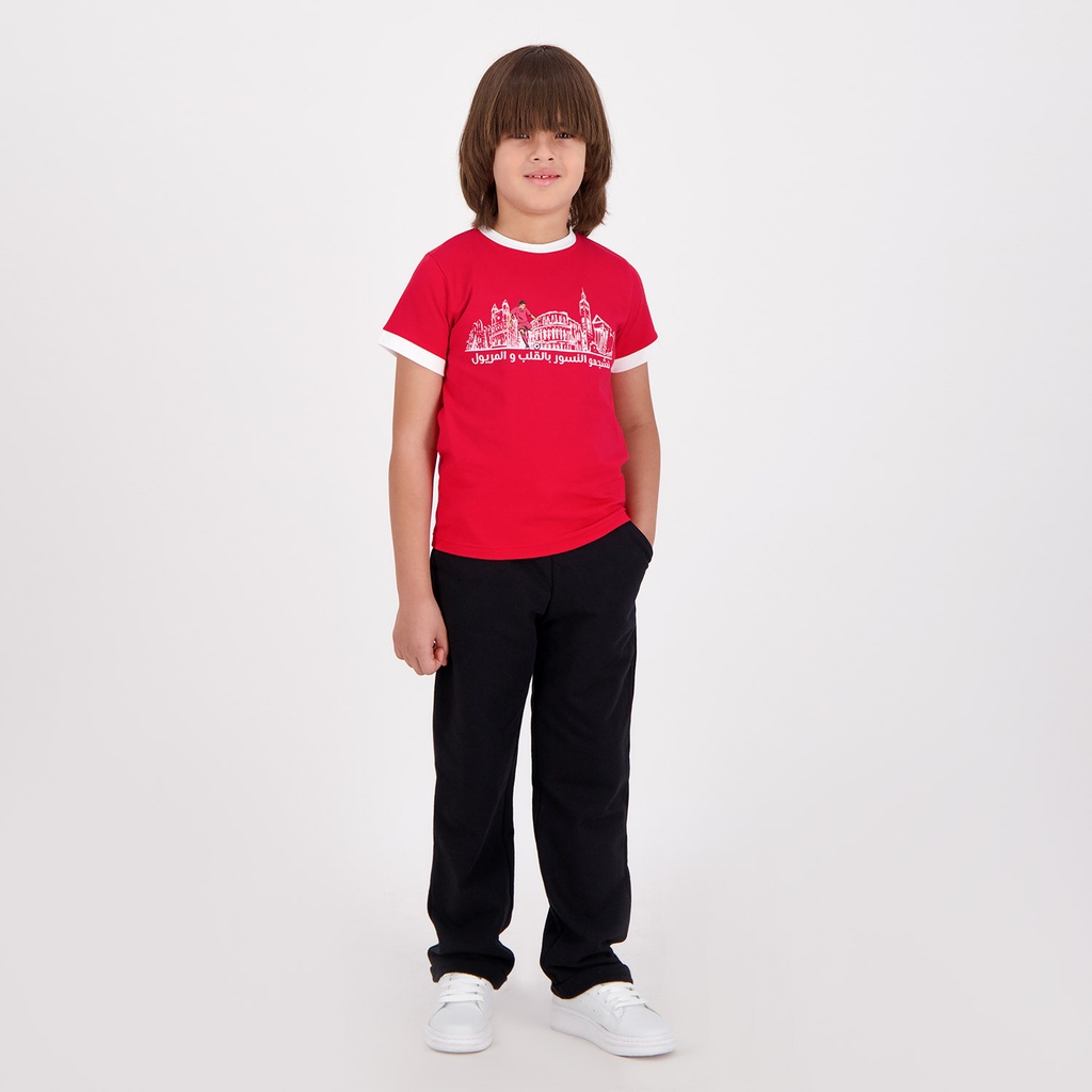 T-shirt unisexe manches courtes نشجعو النسور بالقلب و المريول