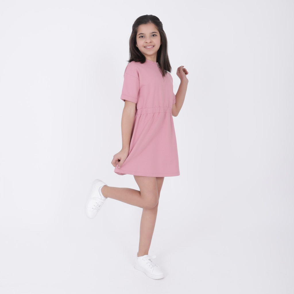 Robe fille manches courtes en molleton