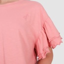 T-shirt crop fille manches courtes avec volant