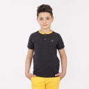 T-shirt garçon manches courtes col constraté et broderie