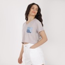 T-shirt crop femme manches courtes col V FLEUR