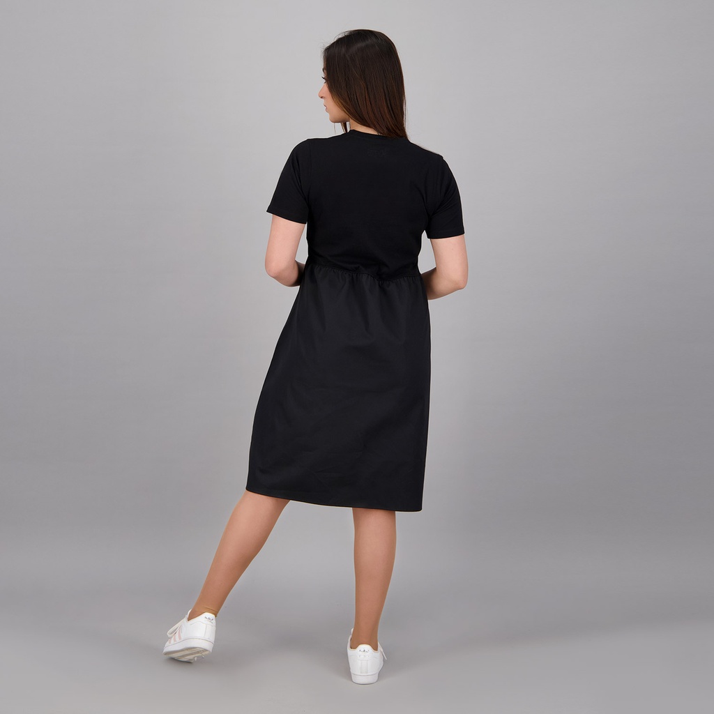 Robe midi femme manches courtes bi-matières