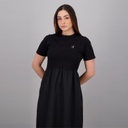 Robe midi femme manches courtes bi-matières
