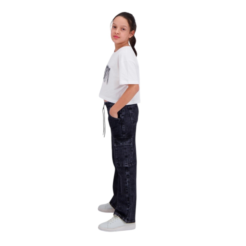 Cargo jeans fille