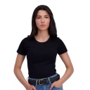 T-shirt côtelé sur taille femme manches courtes