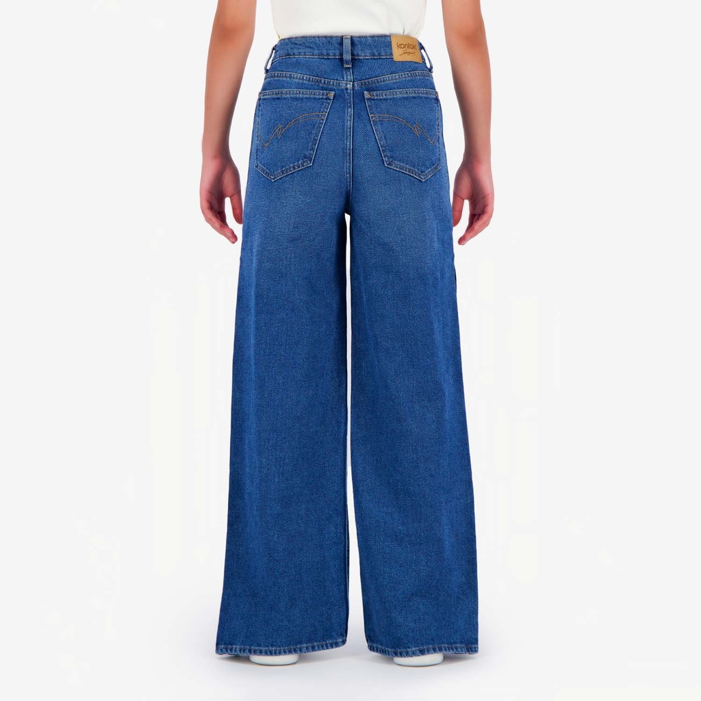 Wide leg jeans femme avec boutons pressions - WIDED