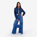 Wide leg jeans femme avec boutons pressions - WIDED