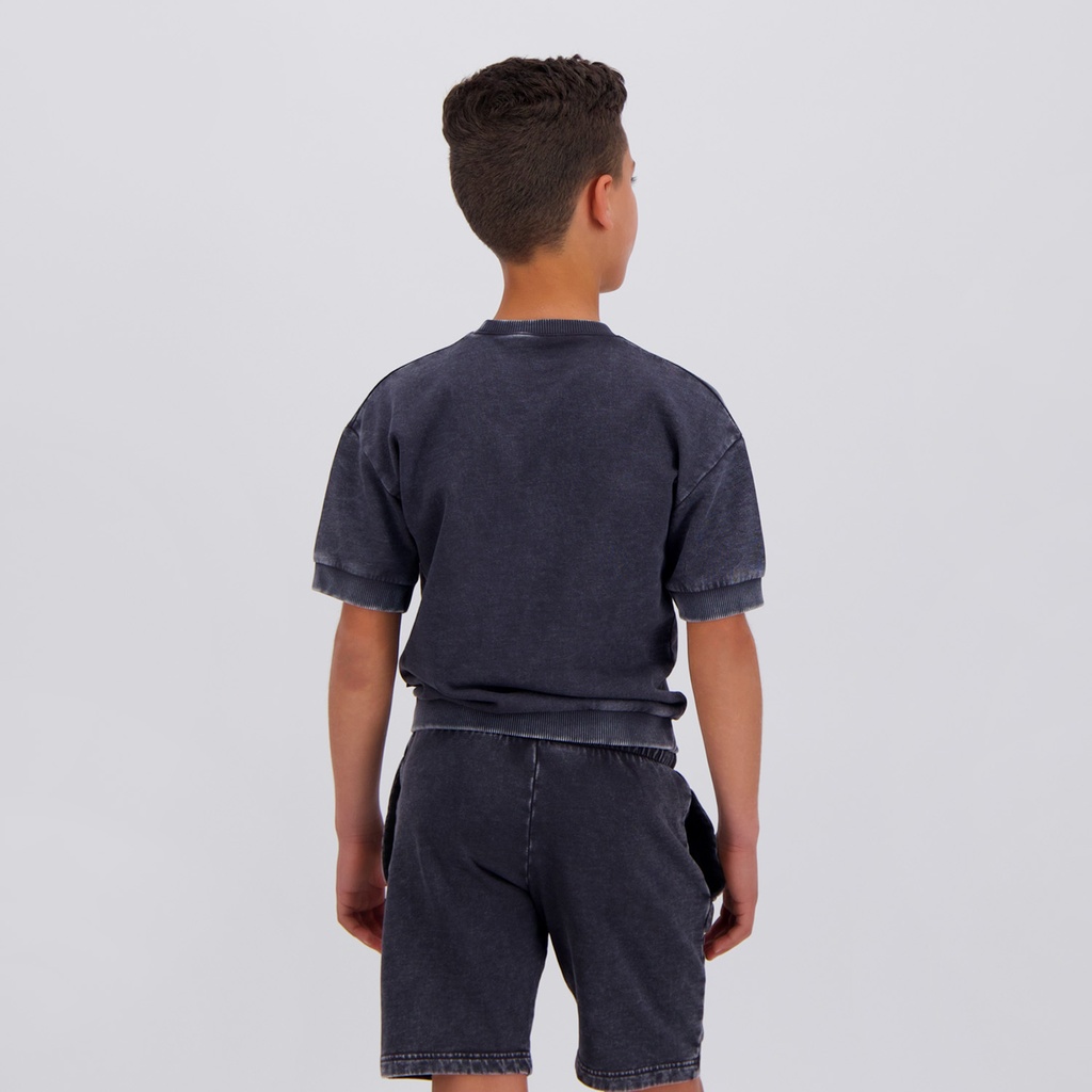 Sweat garçon manches courtes délavé avec logo