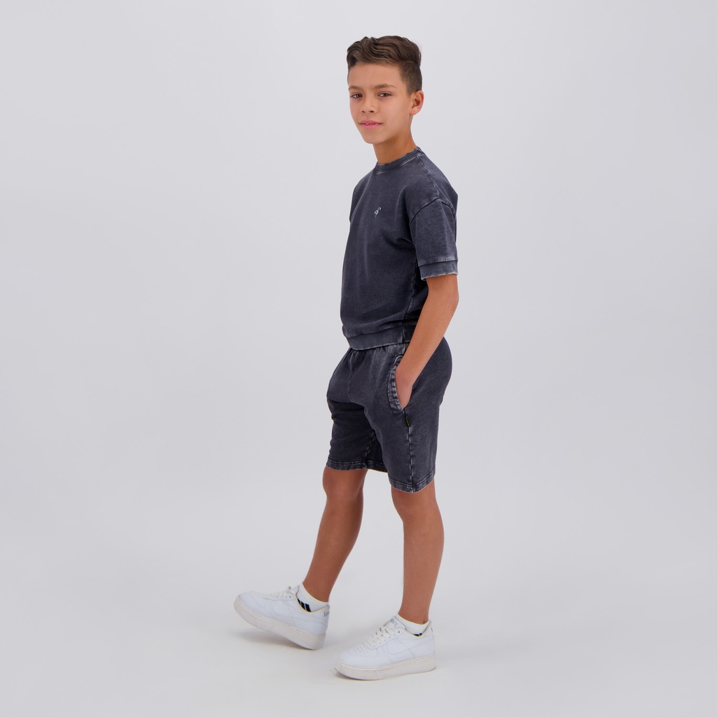 Sweat garçon manches courtes délavé avec logo