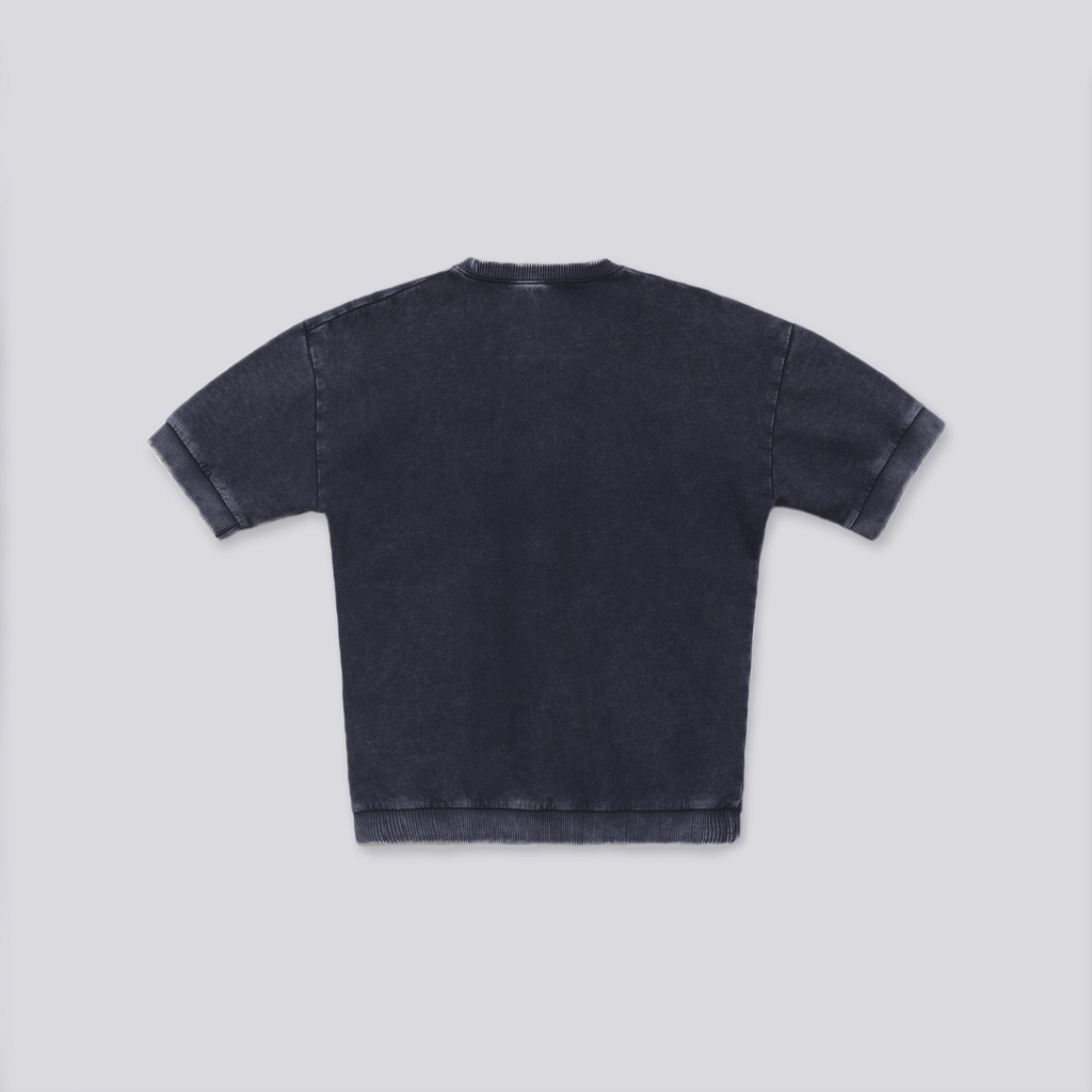 Sweat garçon manches courtes délavé avec logo