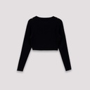 T-shirt crop côtelé femme manches longues avec flat lock