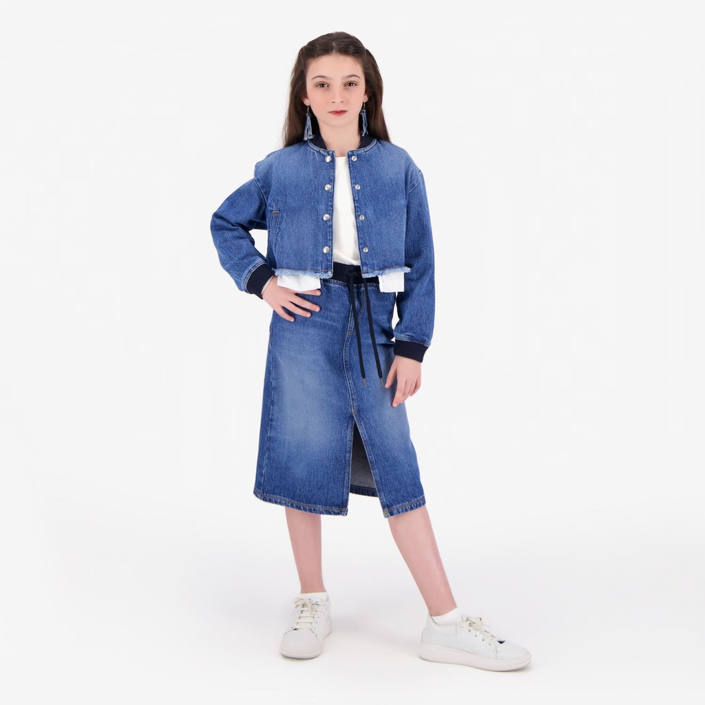 Jupe midi fille en jeans