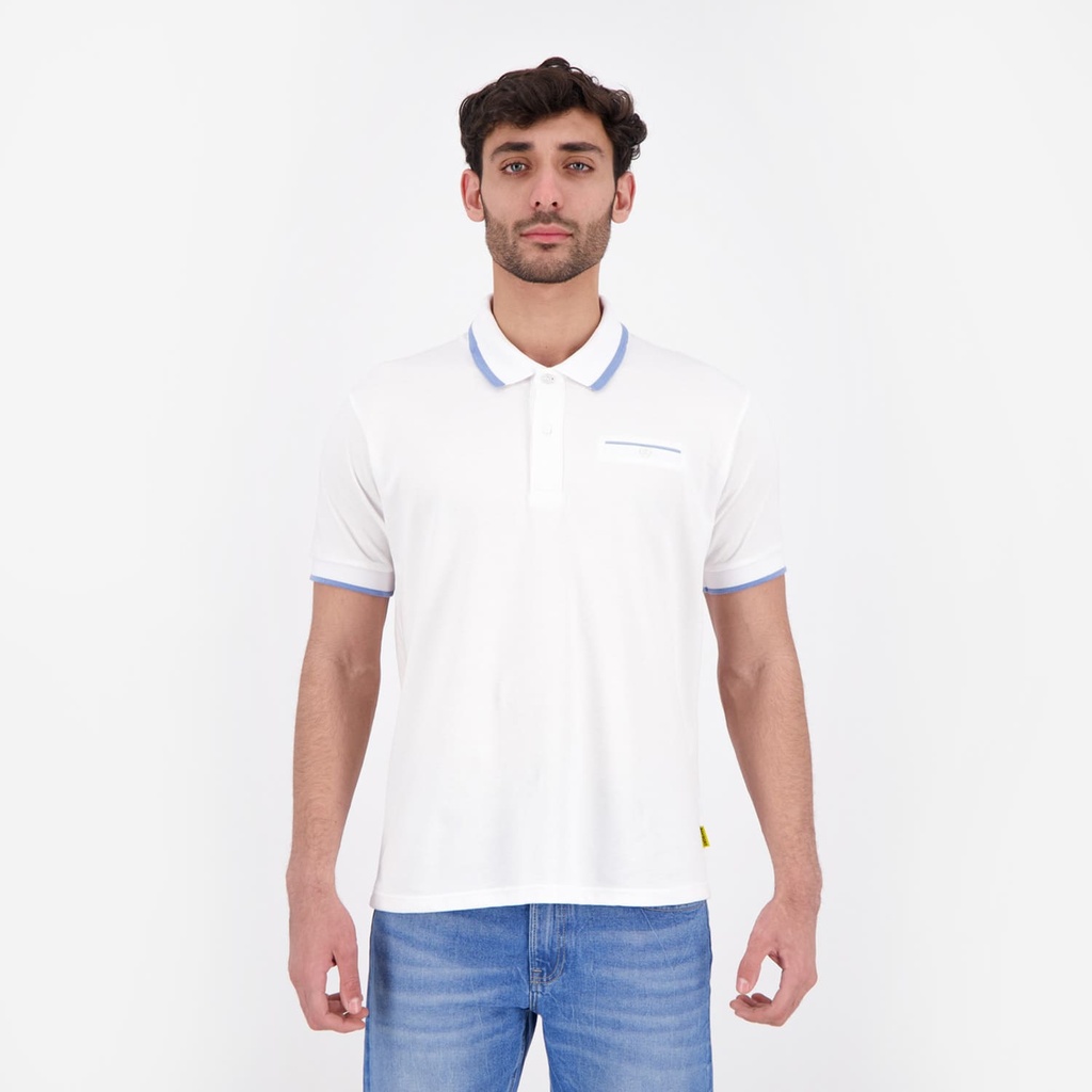 Polo homme manches courtes avec poche passepoilée