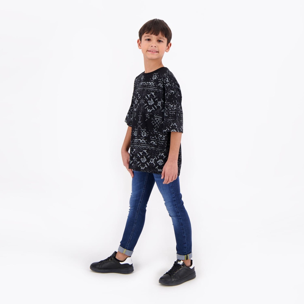 T-shirt oversized unisexe enfant manches courtes imprimé all over
