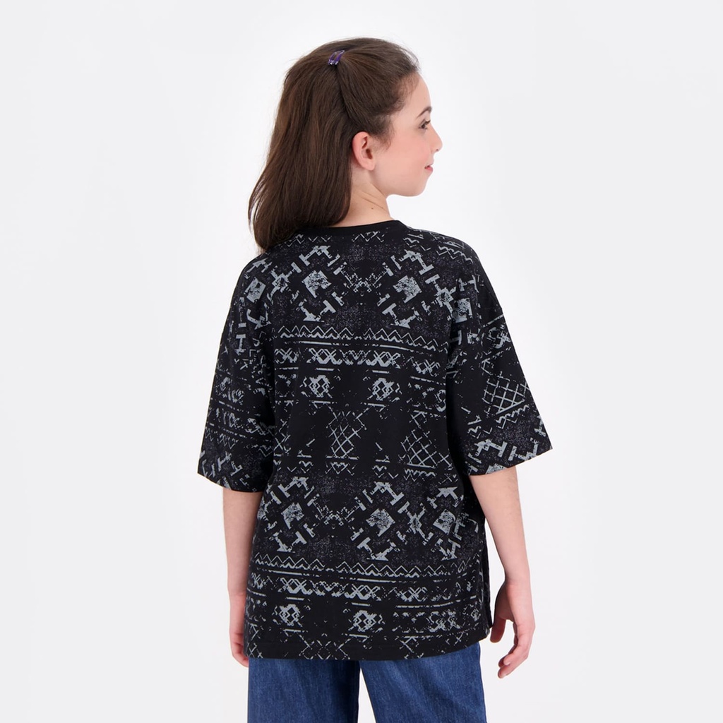 T-shirt oversized unisexe enfant manches courtes imprimé all over