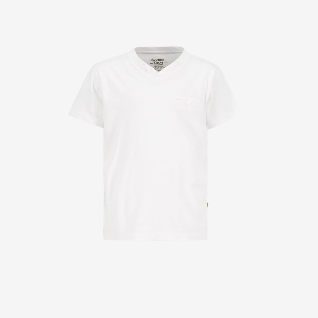 T-shirt garçon manches courtes col tunisien avec poche passepoilée