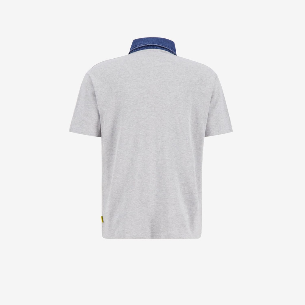 Polo homme manches courtes  avec col en denim
