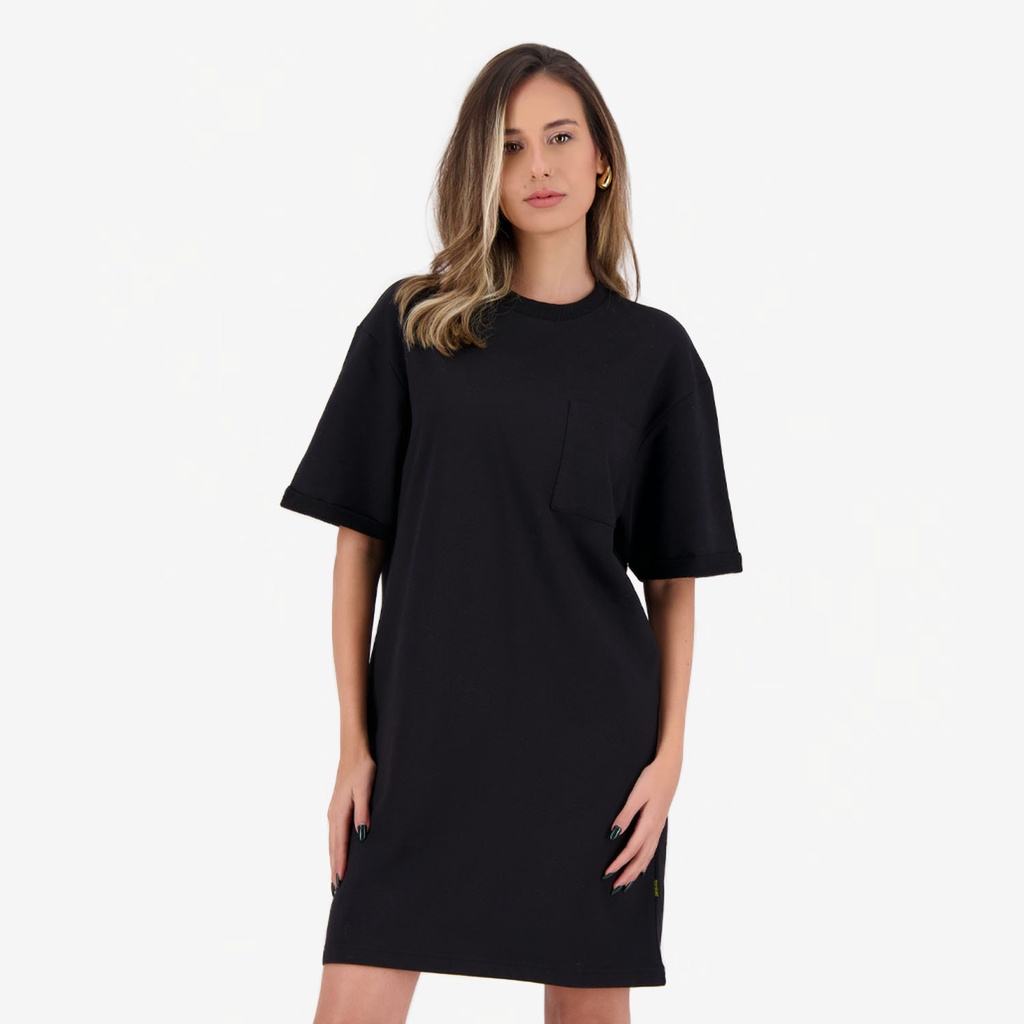 Robe sweat femme manches courtes avec poche plaquée