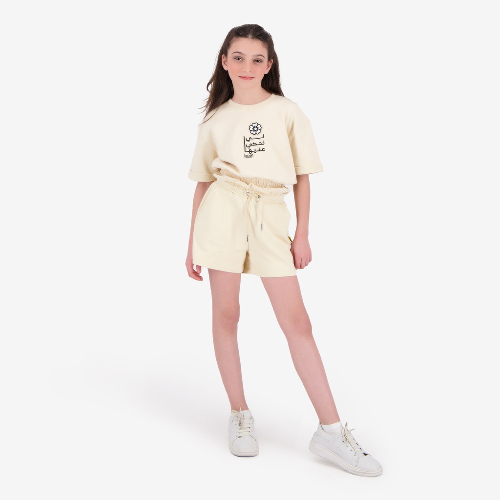 Sweat crop fille manches courte   الوردة لي نحكي عليها