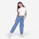 T-shirt fille manches courtes avec  noeuds sur le cotés