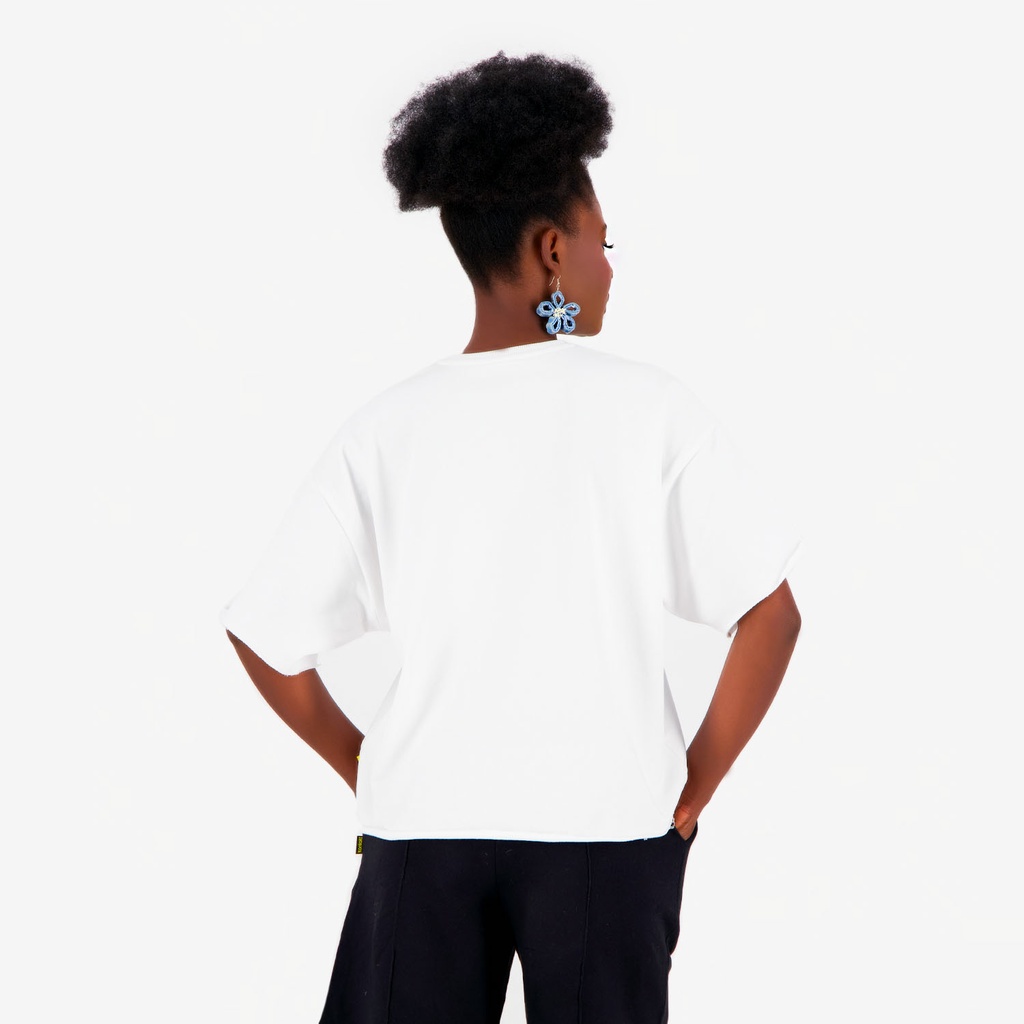 Sweat oversized femme manches courtes avec broderie