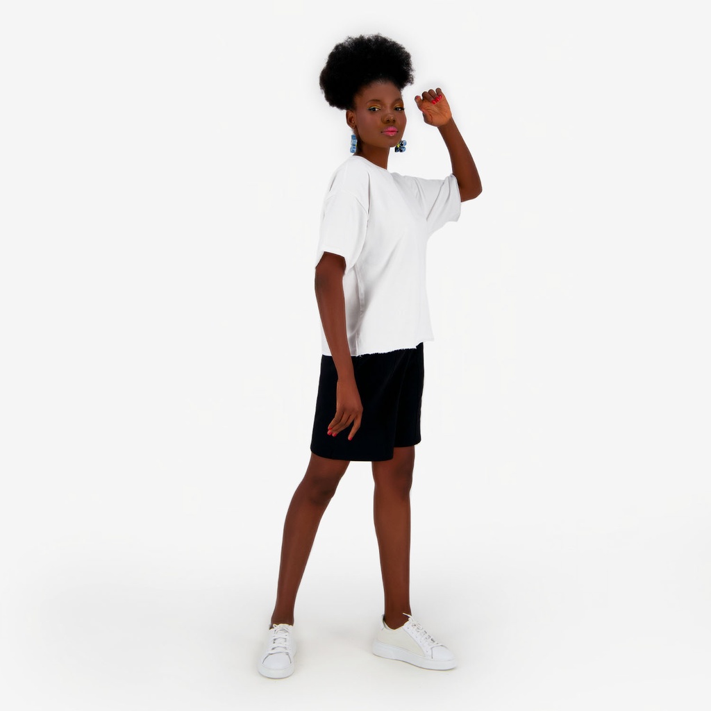 Sweat oversized femme manches courtes avec broderie