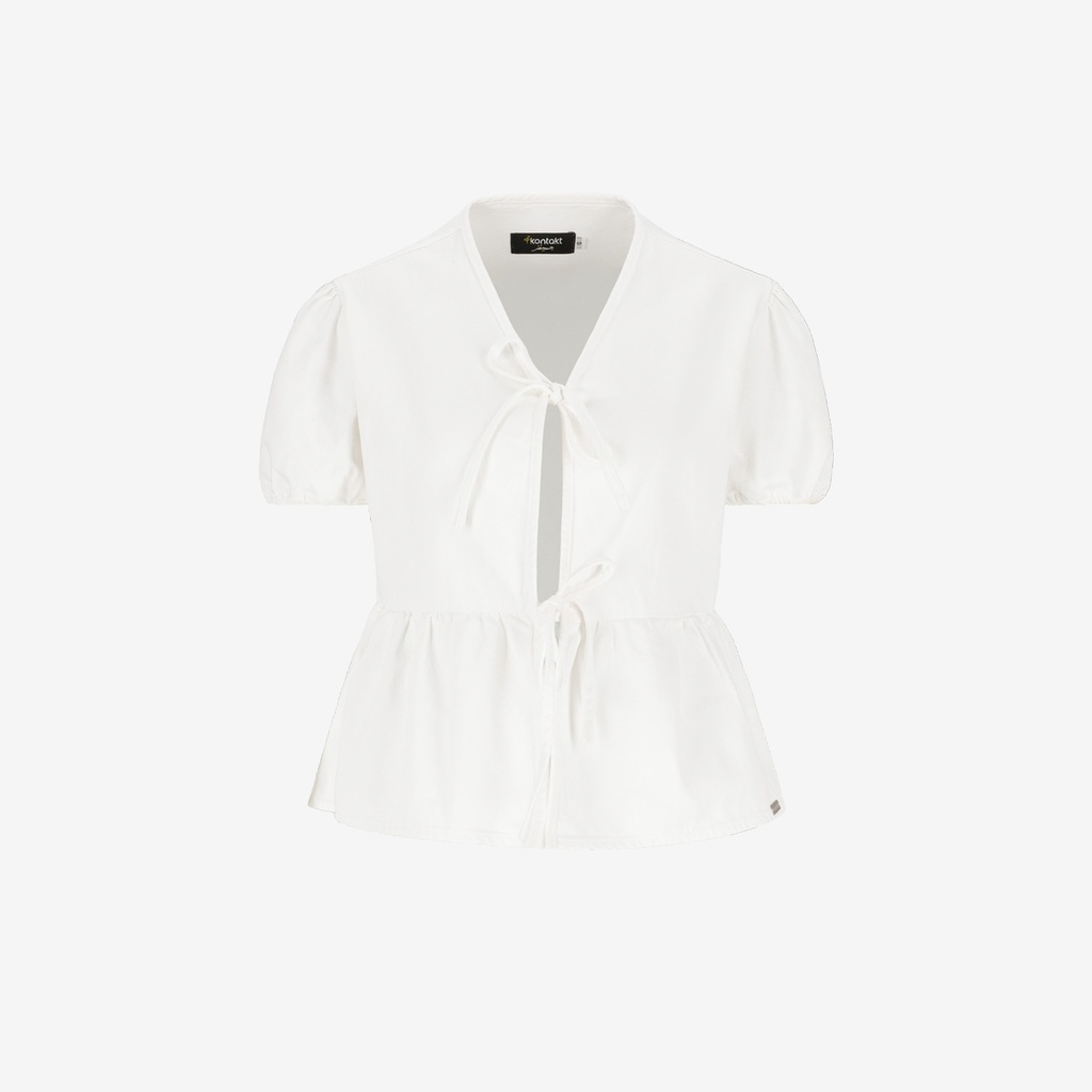 Blouse femme manches bouffantes avec noeuds sur le devant-TASNIM