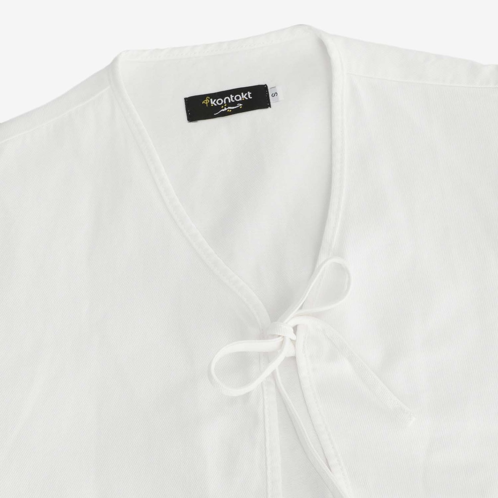 Blouse femme manches bouffantes avec noeuds sur le devant-TASNIM