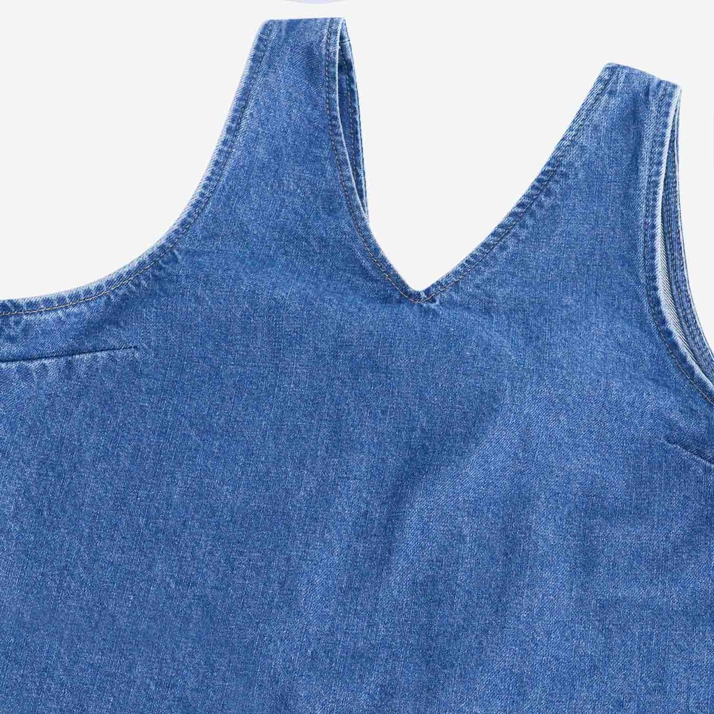 Top femme avec noeud sur le dos en jeans-TOUBA