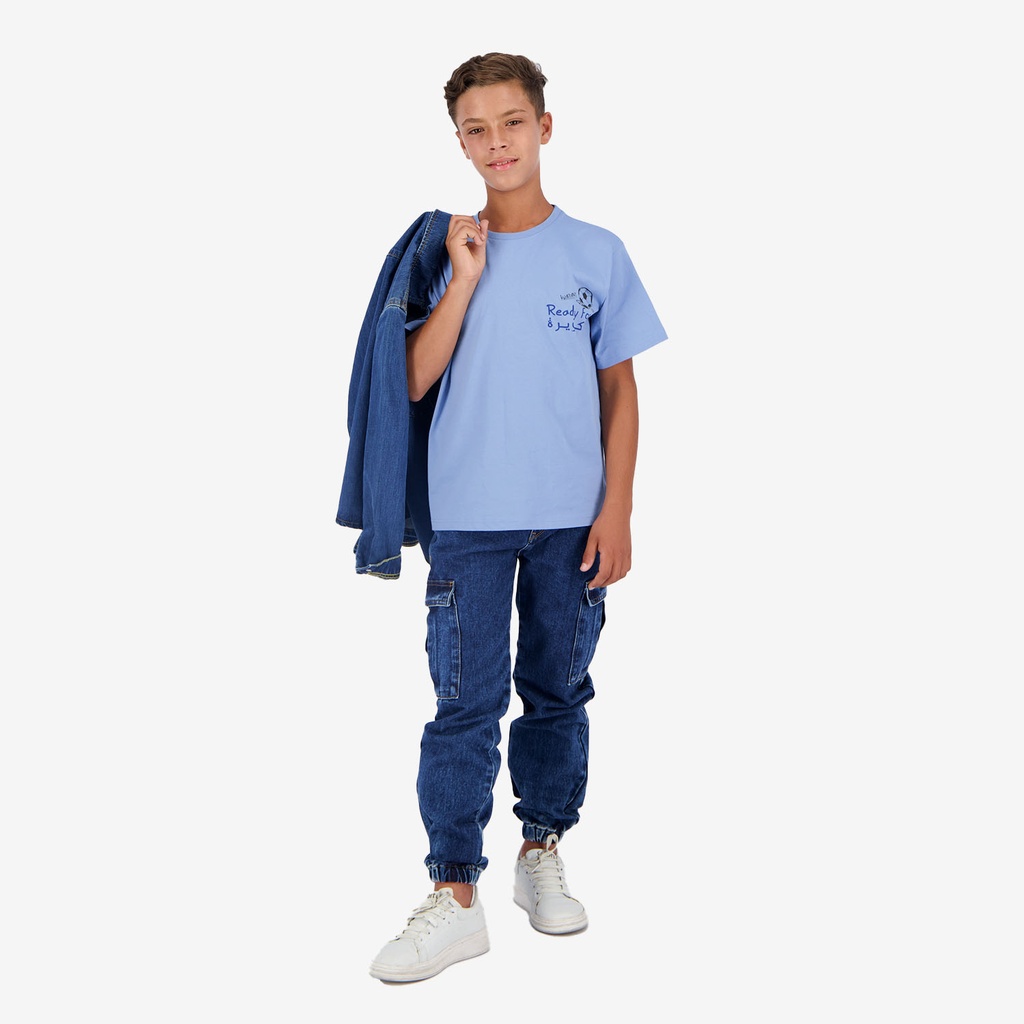 T-shirt regular garçon manches courtes avec animation Ready for تكويرة