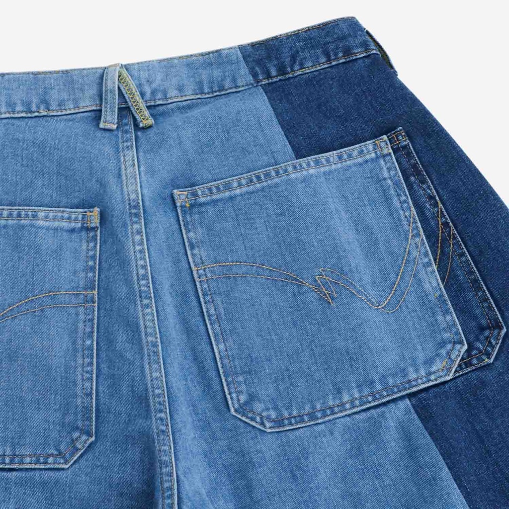 Upcycling cargo homme en jeans bi-couleur - KAMIL 2.0