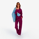 Sweat femme col V avec broderie