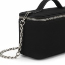Sac mini vanity femme en jeans et cuir