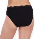 Lot de 2 Slips taille haute femme bords dentelle en coton stretch