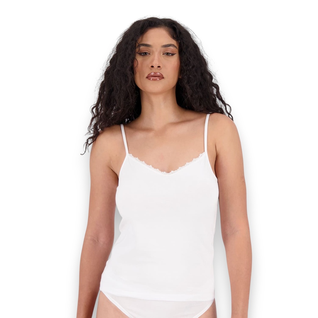 Lot de 2 Caracos femme col v avec dentelle en coton stretch