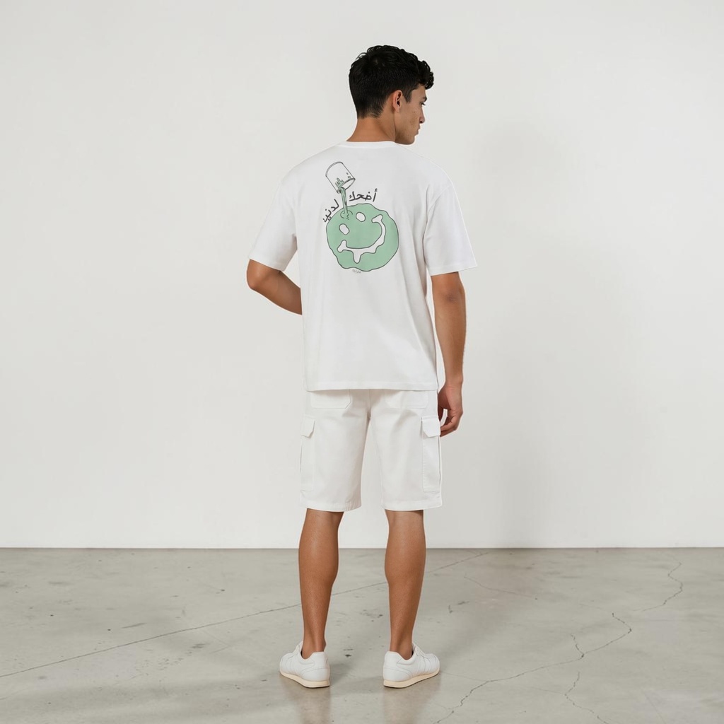 T-shirt oversized homme manches courtes اضحك لدنيا