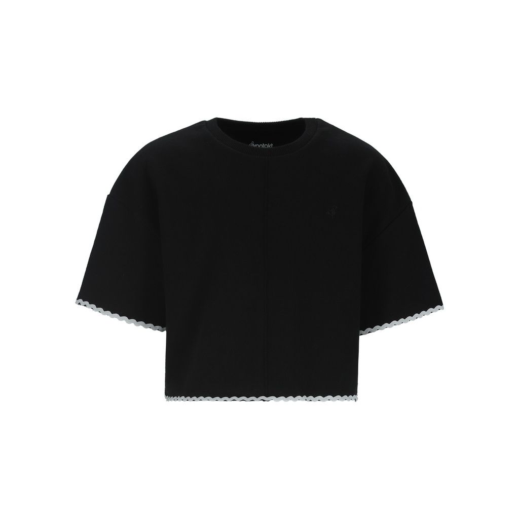 Sweat sur taille fille manches courtes  avec galant contrasté