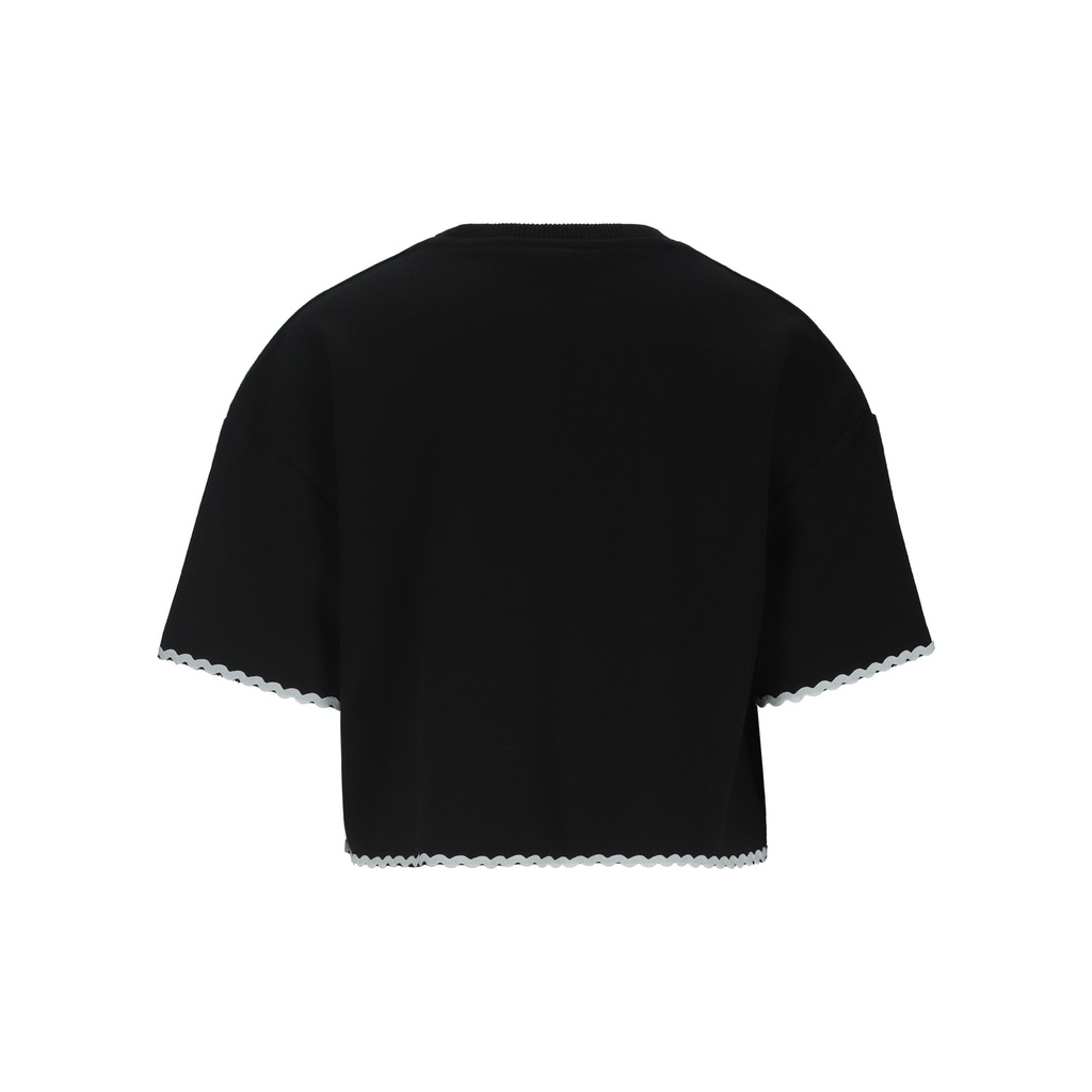 Sweat sur taille fille manches courtes  avec galant contrasté