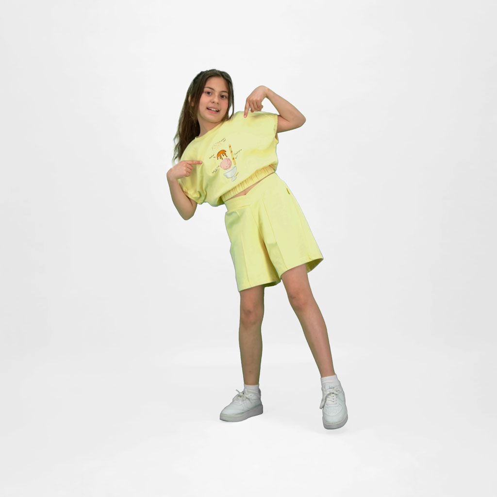 Sweat crop fille manches courtes avec détail elastique Boule De Glâce