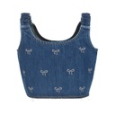 Top fille en jeans avec broderie papillon
