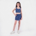 Top fille en jeans avec broderie papillon