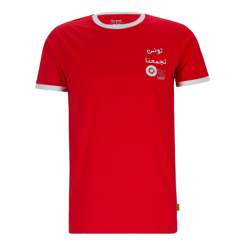 T-shirt unisexe manches  courtes contrasté  تونس تجمعنا