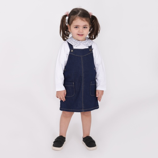 [05-010-17-009-K158-12M] Robe salopette bébé en jeans (Jeans   Foncé, 12M)
