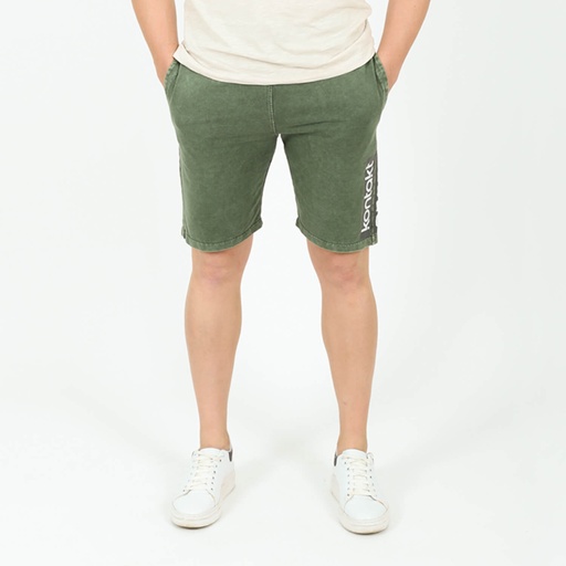 [05-010-18-300-K054-L] Short homme délavé en molleton (Vert, L)