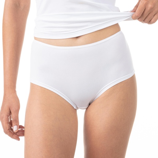 [05-010-11-010-K000-L] Culotte taille haute femme en microfibre extensible (Blanc, L)