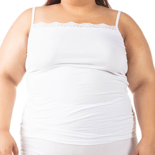 [05-010-08-014-K000-3XL] Caraco bords dentelle grandes tailles en coton stretch (Blanc, 3XL)