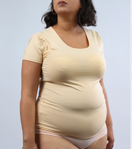 [05-010-02-333-K019-3XL] T-shirt demi manche grandes tailles en microfibre extensible (Chair, 3XL)