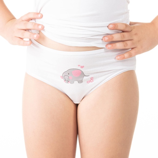 [05-010-20-028-K000-2A] Slip fille éléphant en coton stretch (Blanc, 2A)