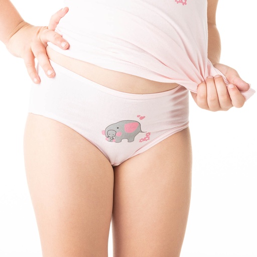 [05-010-20-028-K045-2A] Slip fille éléphant en coton stretch (Rose Clair, 2A)