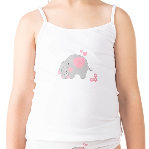 [05-010-08-015-K000-2A] Caraco fille éléphant en coton stretch (Blanc, 2A)